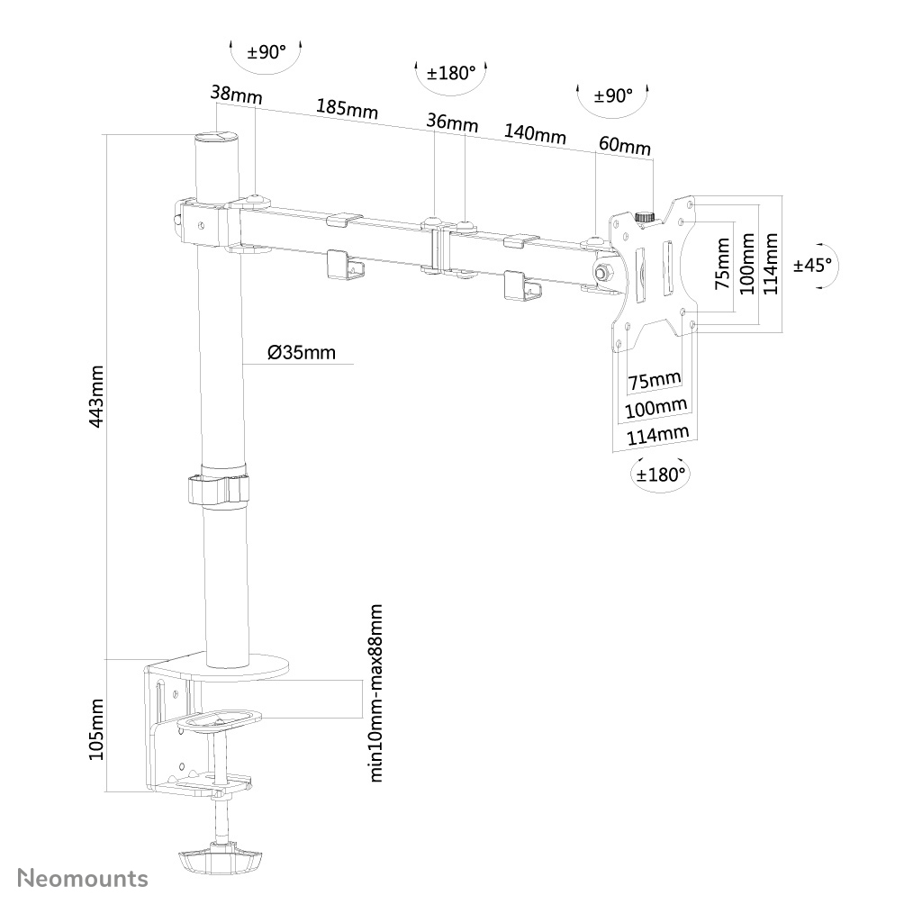 Supporto da scrivania Neomounts by Newstar per monitor